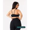 imageThin Spaghetti Strap Sports Bra for Women  Medium Support Buttery Soft Scoop Neck Workout Yoga Bras  FlexFlowBlack