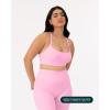imageThin Spaghetti Strap Sports Bra for Women  Medium Support Buttery Soft Scoop Neck Workout Yoga Bras  FlexFlowBubblegum