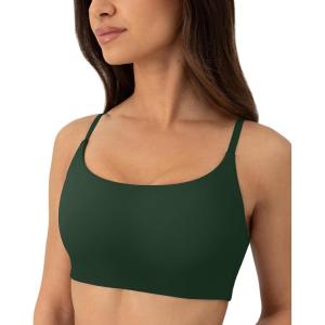 imageThin Spaghetti Strap Sports Bra for Women  Medium Support Buttery Soft Scoop Neck Workout Yoga Bras  FlexFlowPine Green