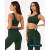 imageAsymmetrical Sports One Shoulder Bra for Women  Low Support One Strap Bra Workout Top Removable Pads  FlexFlowPine Green