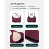 imageOpen Back Strappy Yoga Workout Bras for Women  Low Support CrissCross Sports Gym Bra Removable Pads  FlexFlowBordeaux
