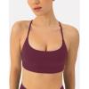 imageOpen Back Strappy Yoga Workout Bras for Women  Low Support CrissCross Sports Gym Bra Removable Pads  FlexFlowBordeaux