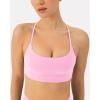 imageOpen Back Strappy Yoga Workout Bras for Women  Low Support CrissCross Sports Gym Bra Removable Pads  FlexFlowBubblegum