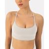 imageOpen Back Strappy Yoga Workout Bras for Women  Low Support CrissCross Sports Gym Bra Removable Pads  FlexFlowMoon