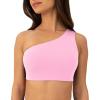 imageAsymmetrical Sports One Shoulder Bra for Women  Low Support One Strap Bra Workout Top Removable Pads  FlexFlowBubblegum