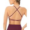 imageOpen Back Strappy Yoga Workout Bras for Women  Low Support CrissCross Sports Gym Bra Removable Pads  FlexFlowBordeaux