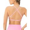 imageOpen Back Strappy Yoga Workout Bras for Women  Low Support CrissCross Sports Gym Bra Removable Pads  FlexFlowBubblegum