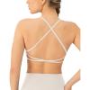 imageOpen Back Strappy Yoga Workout Bras for Women  Low Support CrissCross Sports Gym Bra Removable Pads  FlexFlowMoon