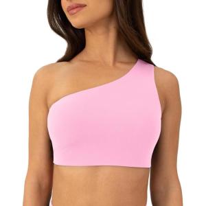 imageAsymmetrical Sports One Shoulder Bra for Women  Low Support One Strap Bra Workout Top Removable Pads  FlexFlowBubblegum
