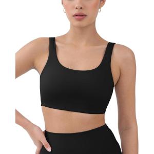 imageButtery Soft Sports Bras for Women  High Support Low Scoop Neck U Back Padded Yoga Gym Workout Bra  FlexFlowBlack