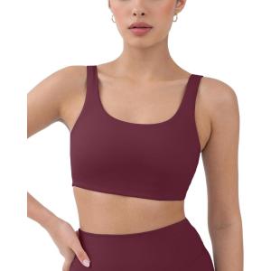 imageButtery Soft Sports Bras for Women  High Support Low Scoop Neck U Back Padded Yoga Gym Workout Bra  FlexFlowBordeaux