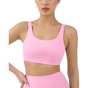imageButtery Soft Sports Bras for Women  High Support Low Scoop Neck U Back Padded Yoga Gym Workout Bra  FlexFlowBubblegum