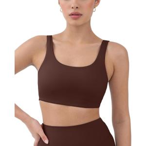 imageButtery Soft Sports Bras for Women  High Support Low Scoop Neck U Back Padded Yoga Gym Workout Bra  FlexFlowCocoa