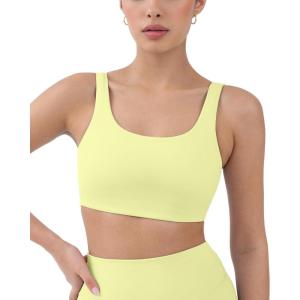 imageButtery Soft Sports Bras for Women  High Support Low Scoop Neck U Back Padded Yoga Gym Workout Bra  FlexFlowLemonade