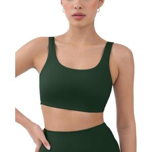 imageButtery Soft Sports Bras for Women  High Support Low Scoop Neck U Back Padded Yoga Gym Workout Bra  FlexFlowPine Green