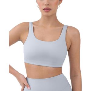 imageButtery Soft Sports Bras for Women  High Support Low Scoop Neck U Back Padded Yoga Gym Workout Bra  FlexFlowSilver