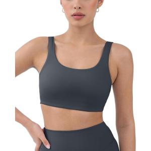 imageButtery Soft Sports Bras for Women  High Support Low Scoop Neck U Back Padded Yoga Gym Workout Bra  FlexFlowThunder