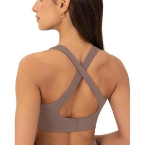 imageCriss Cross Back High Impact Sports Bras for Women  High Support Scoop Neck Padded Workout Bra  FlexFlowTeak