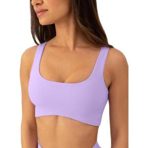 imageCurve Hem Scoop Neck Sports Bra for Women  Medium Support Buttery Soft Low Cut Workout Yoga Bras  FlexFlowLilac