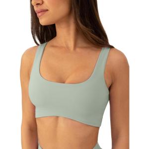 imageCurve Hem Scoop Neck Sports Bra for Women  Medium Support Buttery Soft Low Cut Workout Yoga Bras  FlexFlowSage
