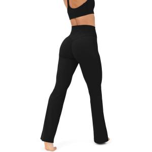 imageHigh Waisted Flare Leggings for Women  Buttery Soft Bell Bottom Workout Flared Wide Leg Yoga Pants  FlexFlowBlack