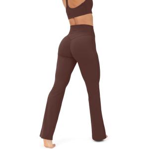imageHigh Waisted Flare Leggings for Women  Buttery Soft Bell Bottom Workout Flared Wide Leg Yoga Pants  FlexFlowCocoa