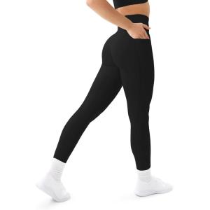 imageLeggings with Pockets  Compressive High Waisted Butt Sculpting Womens Full Length Workout Pants  HiPerformBlack