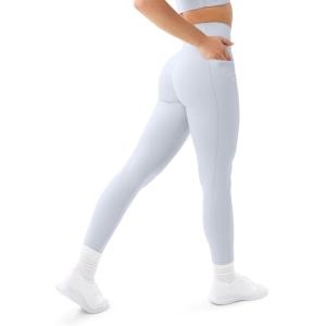 imageLeggings with Pockets  Compressive High Waisted Butt Sculpting Womens Full Length Workout Pants  HiPerformSilver
