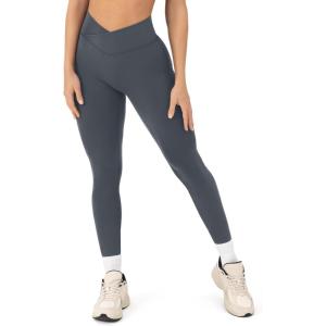 imagePilates Crossover Leggings for Women  Buttery Soft High Waisted V Cut Cross Waist Workout Yoga Pants  FlexFlowThunder