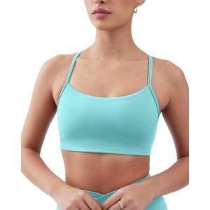 imageYoga Racerback Bras for Women  Buttery Soft Low Support Scoop Neck YBack Thin Strap Sports Bra  FlexFlowCarribean Sea