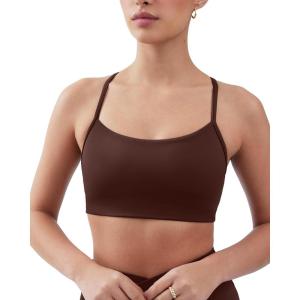imageYoga Racerback Bras for Women  Buttery Soft Low Support Scoop Neck YBack Thin Strap Sports Bra  FlexFlowCocoa