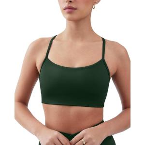 imageYoga Racerback Bras for Women  Buttery Soft Low Support Scoop Neck YBack Thin Strap Sports Bra  FlexFlowPine Green