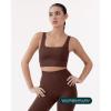 imageCompression Sports Bras for Women  Medium Support Square Neck Longline Workout Bra Removable Pads  HiPerformCocoa