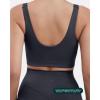 imageCompression Sports Bras for Women  Medium Support Square Neck Longline Workout Bra Removable Pads  HiPerformGraphite