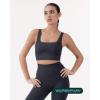 imageCompression Sports Bras for Women  Medium Support Square Neck Longline Workout Bra Removable Pads  HiPerformGraphite