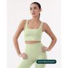 imageCompression Sports Bras for Women  Medium Support Square Neck Longline Workout Bra Removable Pads  HiPerformPistachio