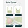 imageCompression Sports Bras for Women  Medium Support Square Neck Longline Workout Bra Removable Pads  HiPerformPistachio