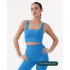 imageCompression Sports Bras for Women  Medium Support Square Neck Longline Workout Bra Removable Pads  HiPerformRoyal Blue