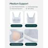 imageCompression Sports Bras for Women  Medium Support Square Neck Longline Workout Bra Removable Pads  HiPerformSilver