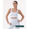 imageCompression Sports Bras for Women  Medium Support Square Neck Longline Workout Bra Removable Pads  HiPerformSilver