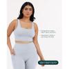imageCompression Sports Bras for Women  Medium Support Square Neck Longline Workout Bra Removable Pads  HiPerformSilver