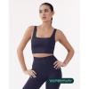 imageCompression Sports Bras for Women  Medium Support Square Neck Longline Workout Bra Removable Pads  HiPerformTwilight