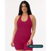 imageWorkout Halter Tops for Women Built in Bra  Low Support V Neck Backless Sports Tank Top Shelf Bra  HiPerformBerry