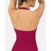 imageWorkout Halter Tops for Women Built in Bra  Low Support V Neck Backless Sports Tank Top Shelf Bra  HiPerformBerry