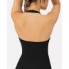 imageWorkout Halter Tops for Women Built in Bra  Low Support V Neck Backless Sports Tank Top Shelf Bra  HiPerformBlack