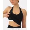 imageWorkout Halter Tops for Women Built in Bra  Low Support V Neck Backless Sports Tank Top Shelf Bra  HiPerformBlack
