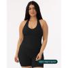 imageWorkout Halter Tops for Women Built in Bra  Low Support V Neck Backless Sports Tank Top Shelf Bra  HiPerformBlack
