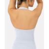 imageWorkout Halter Tops for Women Built in Bra  Low Support V Neck Backless Sports Tank Top Shelf Bra  HiPerformSilver