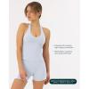 imageWorkout Halter Tops for Women Built in Bra  Low Support V Neck Backless Sports Tank Top Shelf Bra  HiPerformSilver