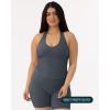 imageWorkout Halter Tops for Women Built in Bra  Low Support V Neck Backless Sports Tank Top Shelf Bra  HiPerformThunder